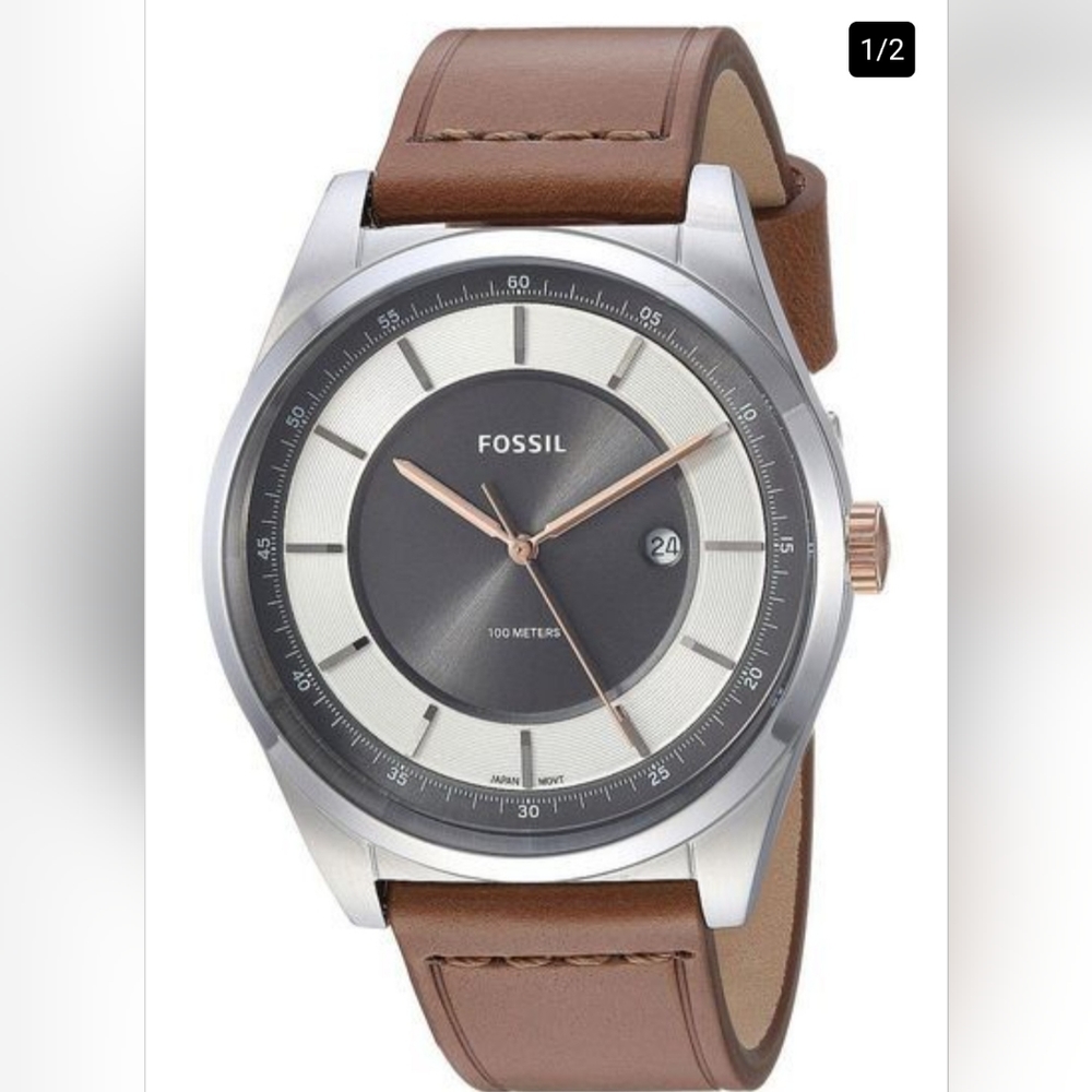 Fossil Mathis Light Brown Leather Watch - image 1